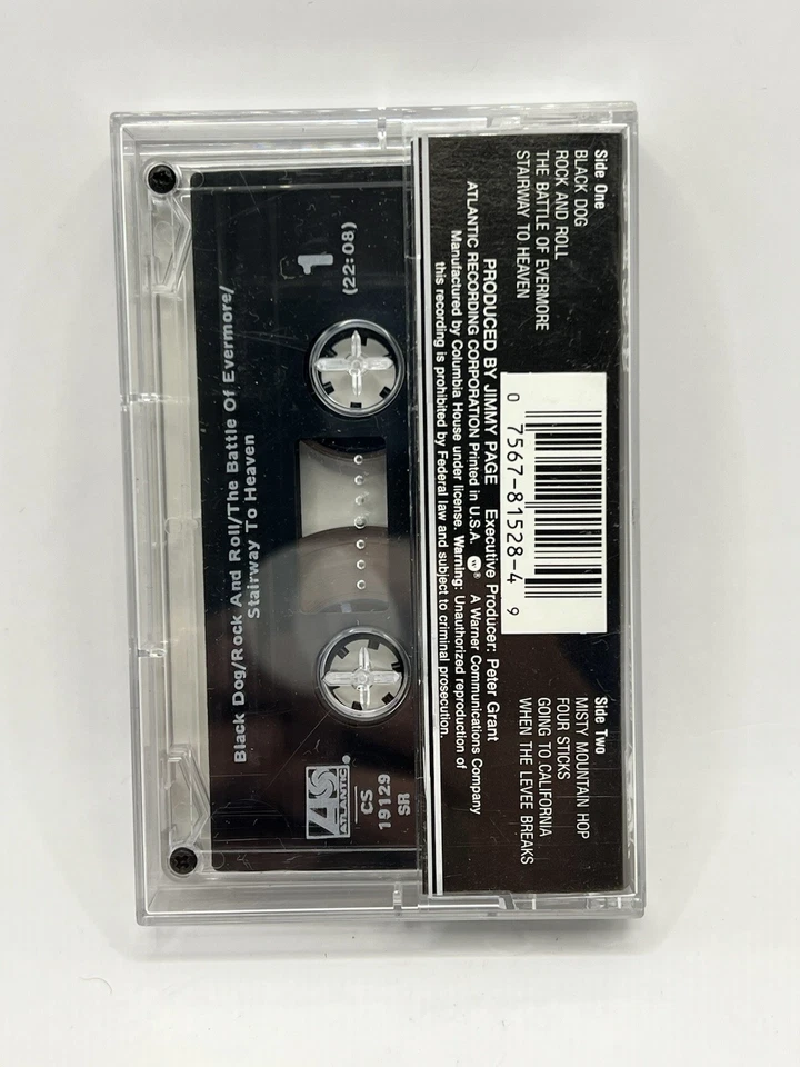 Vintage LED ZEPPELIN IV Zoso 4 Symbols Untitled Cassette Tape CS 19129 Atlantic - Image 2 of 4