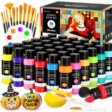 52 PCS Acrylic Paint Set with 12 Brushes, 2 Knives & Palette, 36 Colors (2oz/...