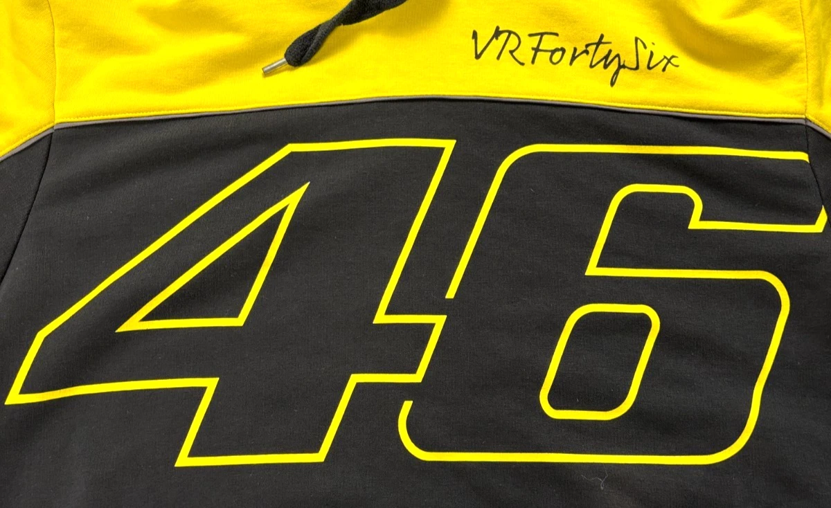 Felpa con cappuccio ufficiale Valentino Rossi 46 nera gialla taglia XXL VR46 racing
