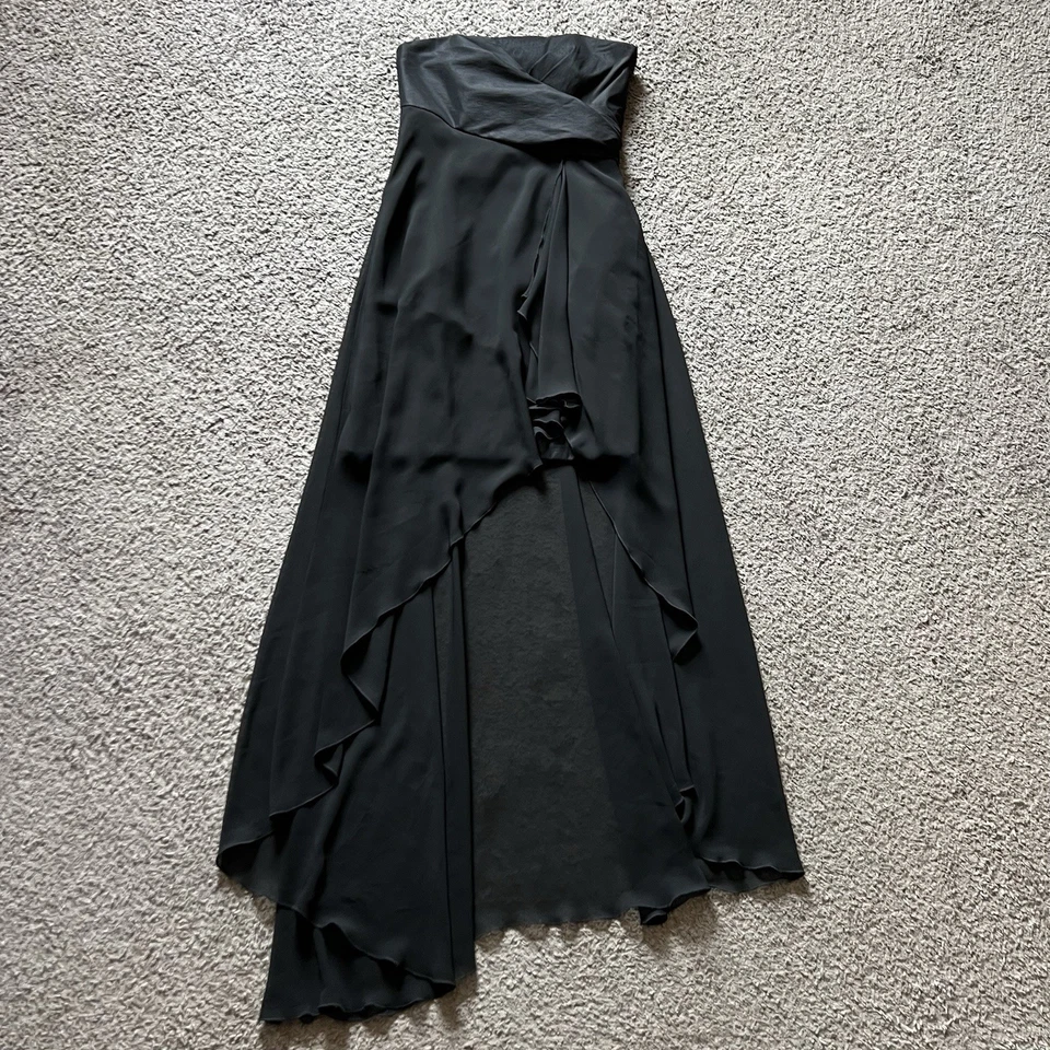 Vestido Vintage Jessica McClintock Talla 4 Negro Gasa Tubo Sin Tirantes Noche Y2K Foto 2 de 4