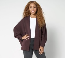 Belle by Kim Gravel ScubaLuxe Le Chic Bat Wing Cardi Chocolate Plum XL New