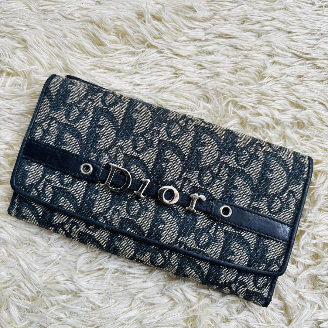 Portefeuille trotteur Christian Dior bleu marine vintage