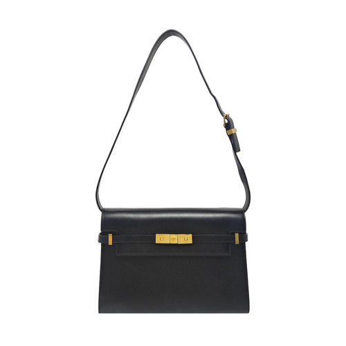 【Authentic】 Yves Saint Laurent MANHATTAN Black Leather Handbags (DDP)