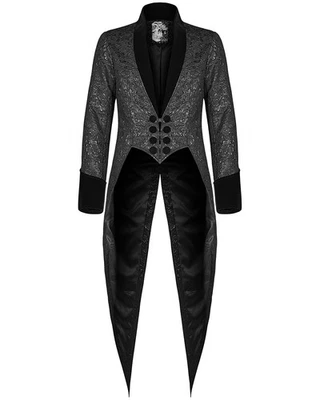 Punk Rave Chaqueta De Cola De Telón Gótica Steampunk Negra Brocado - Imagen 1 de 4