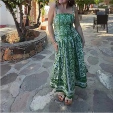 Farm Rio Delicate Tapestry Linen Midi Dress