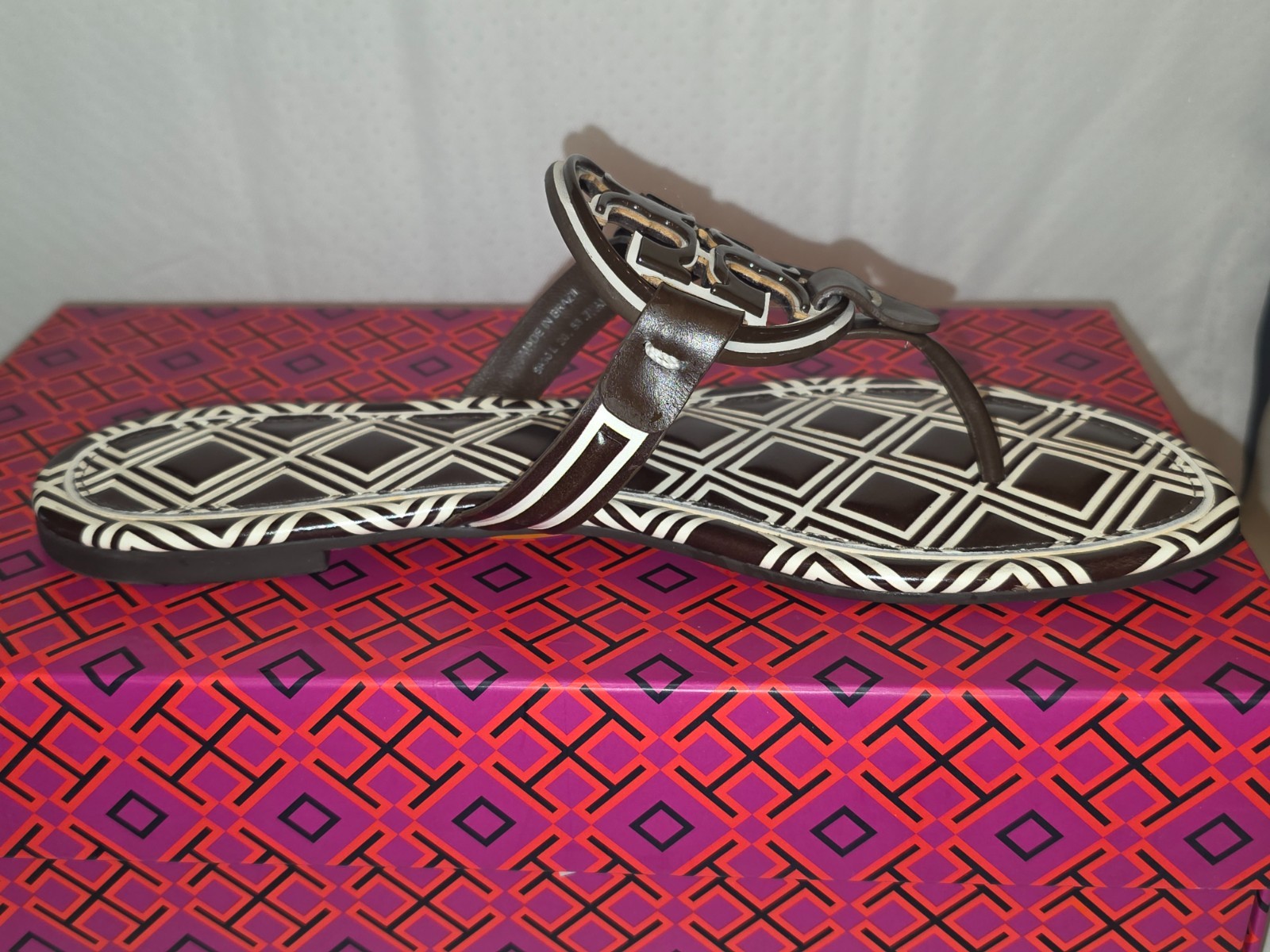 NIB Size 7.5 - {Tory Burch} Women's Metal Miller Sandals New Ivory/ Dark Brown thumbnail 3