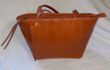 HOBO INTERNATIONAL Orange Leather Tote Bag Purse