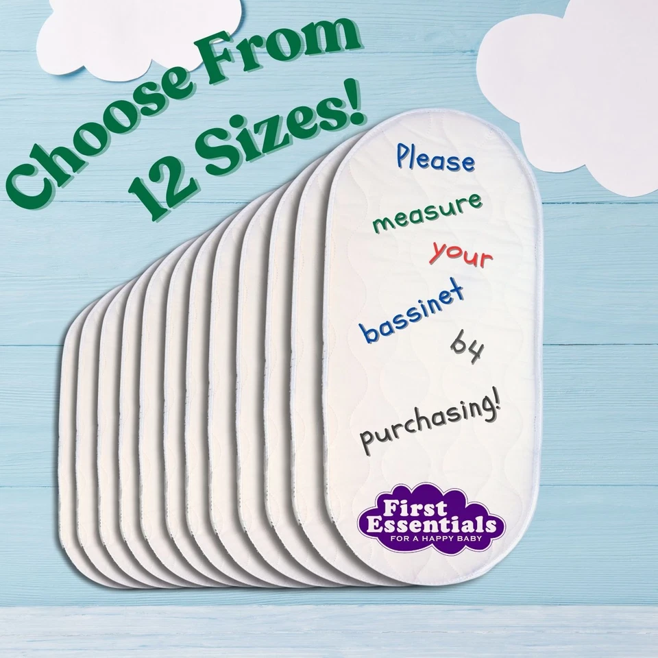 First Essentials Baby Bassinet Cradle Mattress OVAL *12 SIZES* Foam Waterproof - Image 4 of 4
