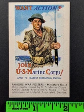 Vintage 1940's Marine Military War Poster Stamp #3