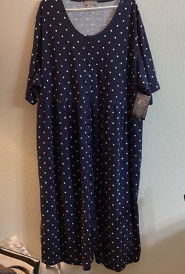 Woman Within 4X Petite Dress Navy White Polka Dots Knee Lenght New w/Tags 