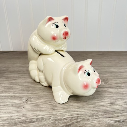 Fox-Yang Ceramic Porkin’ Pigs Bank Naughty Gag Gift White Elephant