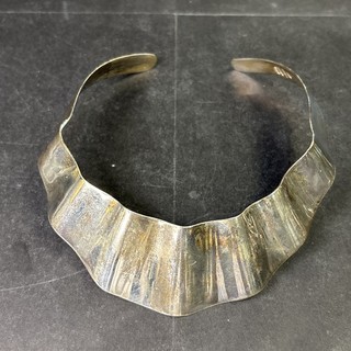 Vintage Taxco Mexico .925 Sterling Silver Modernist Choker Necklace 65 Grams