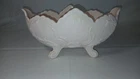 Vintage 1950s Jeanette Pink Milk Glass, 4-Footed Oval Bowl, Textured