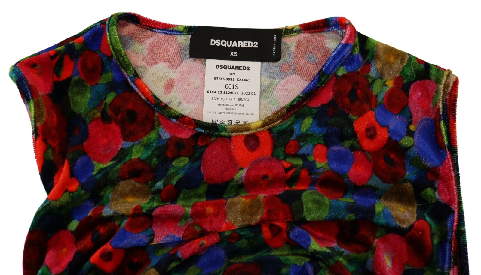 DSQUARED2 Maxi abito donna Dsquared² multicolore floreale bodycon ruches autentico
