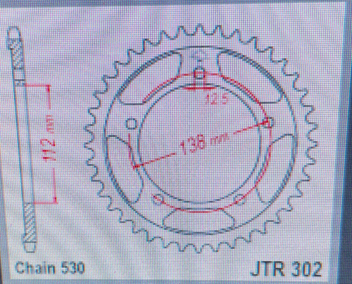 HONDA CBR 600 1992 JTR302 PIGNONE POSTERIORE 45 denti (scatola 9) - Foto 3 di 3