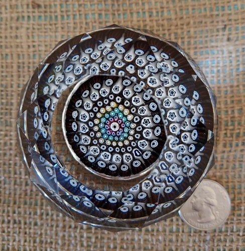 Whitefriars Milleflori Multi-faceted Concentric Ring Paperweight - 1969 NICE!