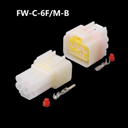 DJ7061Y-2.3-11/21Automotive Waterproof Connector Plug 6p FW-C-6F/M-B Black/White - Picture 2 of 3