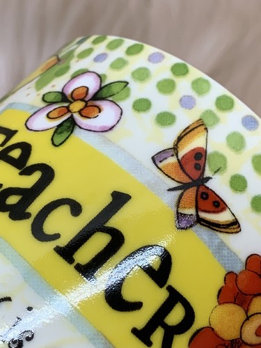 “Teacher” Coffee Tea Mug Cup Sue Zipkin Butterflies Flowers Bible Whimsical - Picture 9 of 13