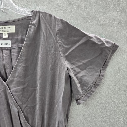 Anthropologie Cloth & Stone Women Jumpsuit S Gray Ladder Stitch 26.5" Inseam - Picture 3 of 11