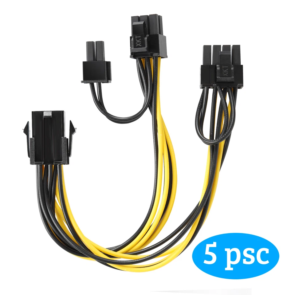 5x PCI-E 6-pin to 2x 6+2-pin (6-pin/8-pin) Power Splitter Cable PCIE PCI Express - Image 2 of 4