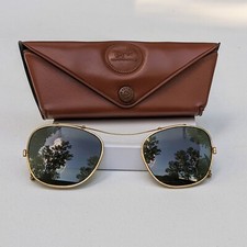 Vintage Ray-Ban Bosch and Lomb Clip on Sunglasses Green Lenses B L 44 With Case