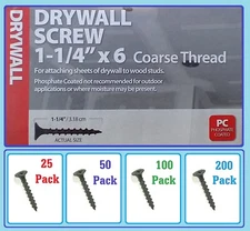 Drywall Screws - Phillips Head 1-1/4 #6 Coarse Thread