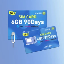 4G LTE SIM Card 6GB 90Days USA Network Support for AT&T, T-Mobile and Verizon
