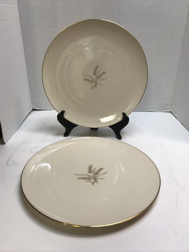Vintage Lenox Wheat Dinner Plates Gold Trim 10 3/8 Inch Set of 2 - Picture 9 of 12
