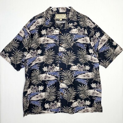 Palm Island Clothing Shirt Men Sz XL Short Sleeves Button Black Tropical Casual | eBay