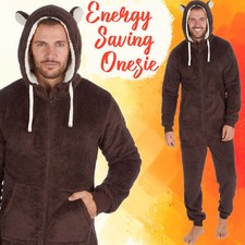 Adult Mens 1Onesie Novelty One Piece Pyjama Fleece Bear Hooded Gift Xmas SALE UK