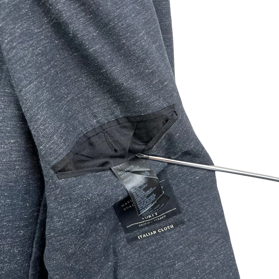 Abrigo Blazer Deportivo AllSaints Spitalfields Tela Italiana Dos Botones Gris Hombres Cuarenta Foto 4 de 4