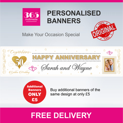 Personalised Golden Anniversary Banner 50 Years Names And