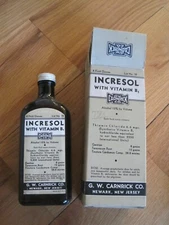 Incresol With Vitamin B Medicine Bottle W/ Box 6.5"