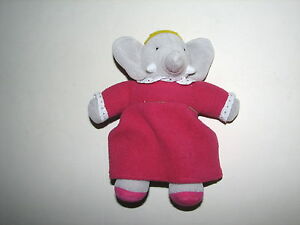 Vtg Babar the Elephant Queen Celeste Plush Bean Bag Doll in Pink Dress 7