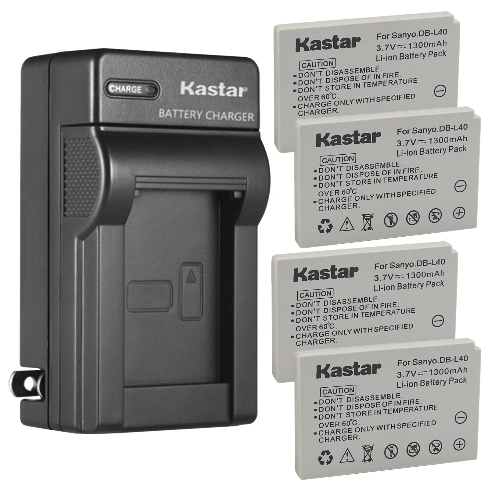 Kastar Battery AC Wall Charger for Sanyo DB-L40 & Sanyo Xact