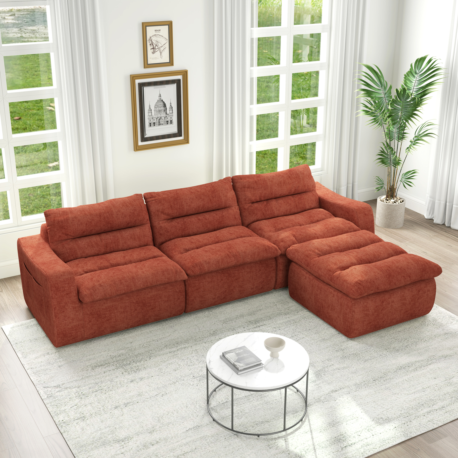 L-Shaped Modular Sofa Set Modern Compressed Right Seat Corner Sectional  