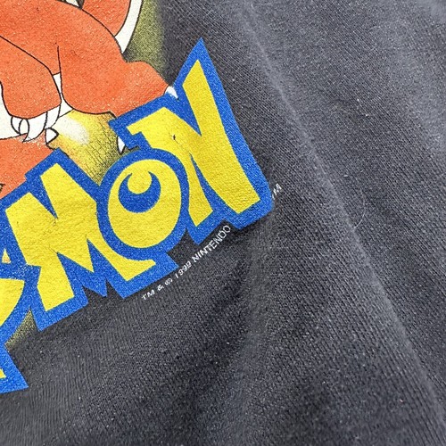 Vintage 90s YOUTH Pokemon Charizard Graphic Sweatshirt YOUTH L/XL Black Crewneck - Picture 3 of 8