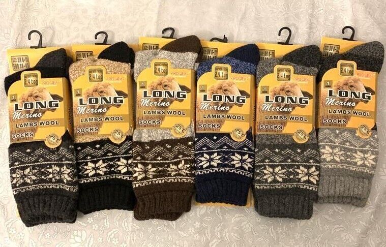 New Men's Merino Lambs Wool Socks Soft Warm 2.4 Tog Thermal Winter 1,2 ...