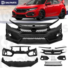 To Type R Style Front Bumper Cover Grille Lip Assembly For 2016-2021 Honda Civic
