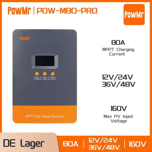 PowMr 80A Solar Laderegler MPPT Ladegerät Regler 12V 24V 36V 48V PV Solarmodul