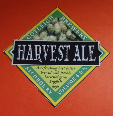 COTLEIGH Brauerei Bier Pumpe Clip Abzeichen vorne HARVEST ALE Cask Ale GESCHLOSSEN Somerset