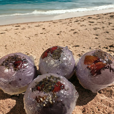4 XL Handmade Lavender Bath Bombs - Infused with Lavender Flower and Rose Petals
