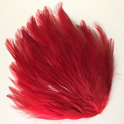 Flat Christmas Red Hackle Feather Pads 6 x5  for Fascinator Hats Costume NWT 6pc