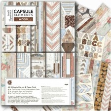 Docrafts Papermania CAPSULE ELEMENTS WOOD ~ A4 Ultimate Die-cut & Paper Pack (48