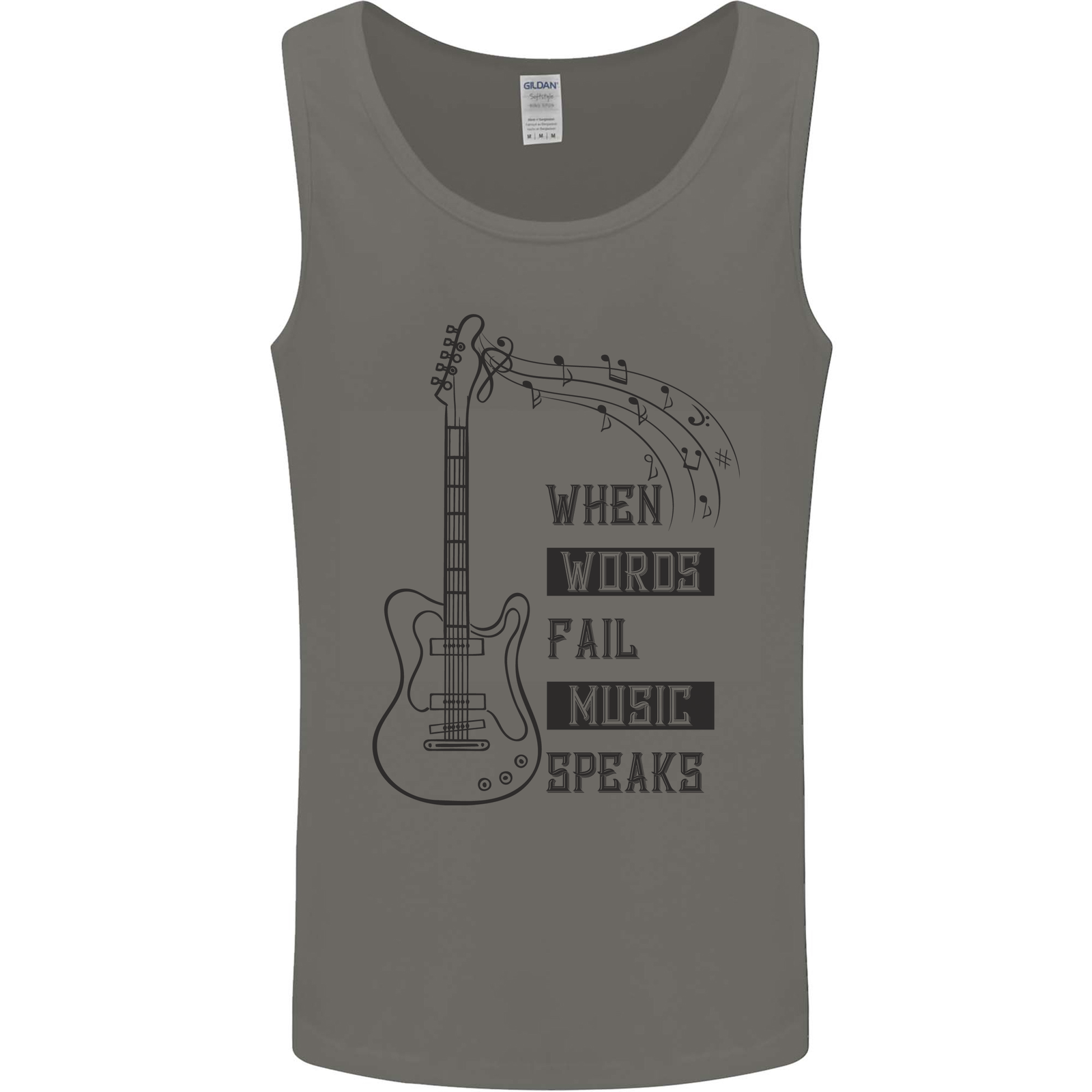 Guitar When Words Fail Music Speaks Mens Vest Tank Top