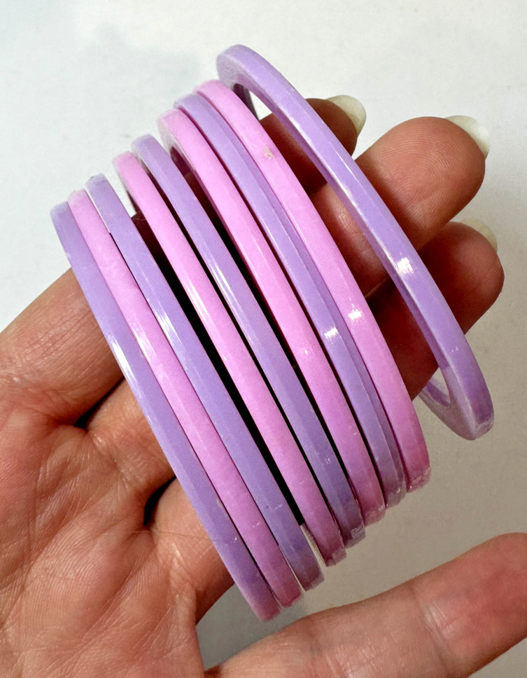 Stackable Chunky ThinPlastic Bangle Light Pink La… - image 3