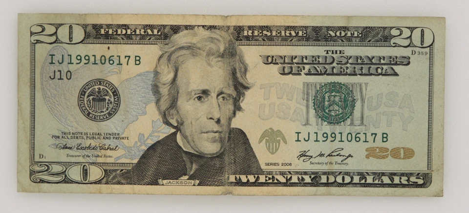 $20 Dollar Birthday Fancy Serial {19910617} Bank Note US Money June 17, 1991 - Image 2 of 3