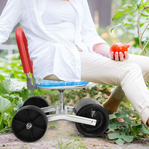 Garden Cart Rolling Stool Work Seat Cart with Wheels 360° Swivel Gardening Helpe