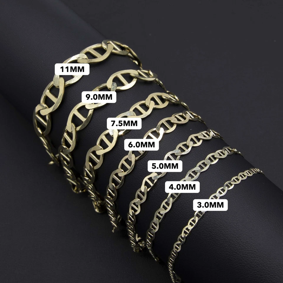 Solid 10K Yellow Gold Shiny Mariner Link Chain Bracelet Real 10K All Sizes - Image 4 of 4