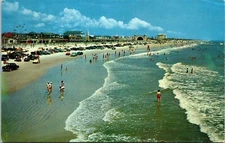 Daytona Beach Florida Ocean Scenic Coastal View Chrome Cancel WOB Postcard